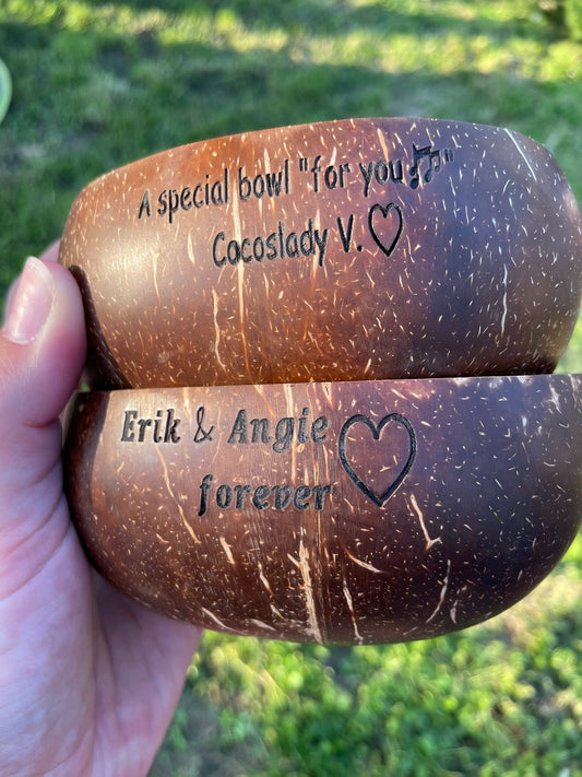 Eco-Friendly Coconut Bowl Gift Set with Custom Name Engraving