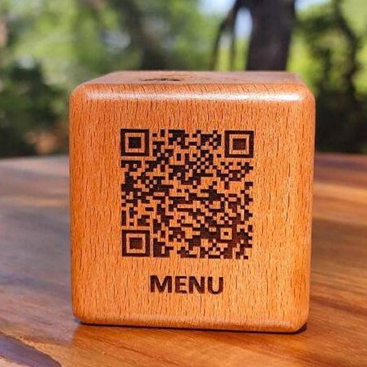 Custom made QR Code Menu Sign, Custom Engraved Wooden Restaurant Sign, QR Code Wooden sign for Cafe