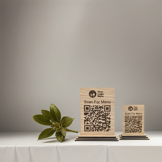 Custom made QR Code Menu Sign, Custom Engraved Wooden Restaurant Sign, QR Code Wooden sign for Cafe