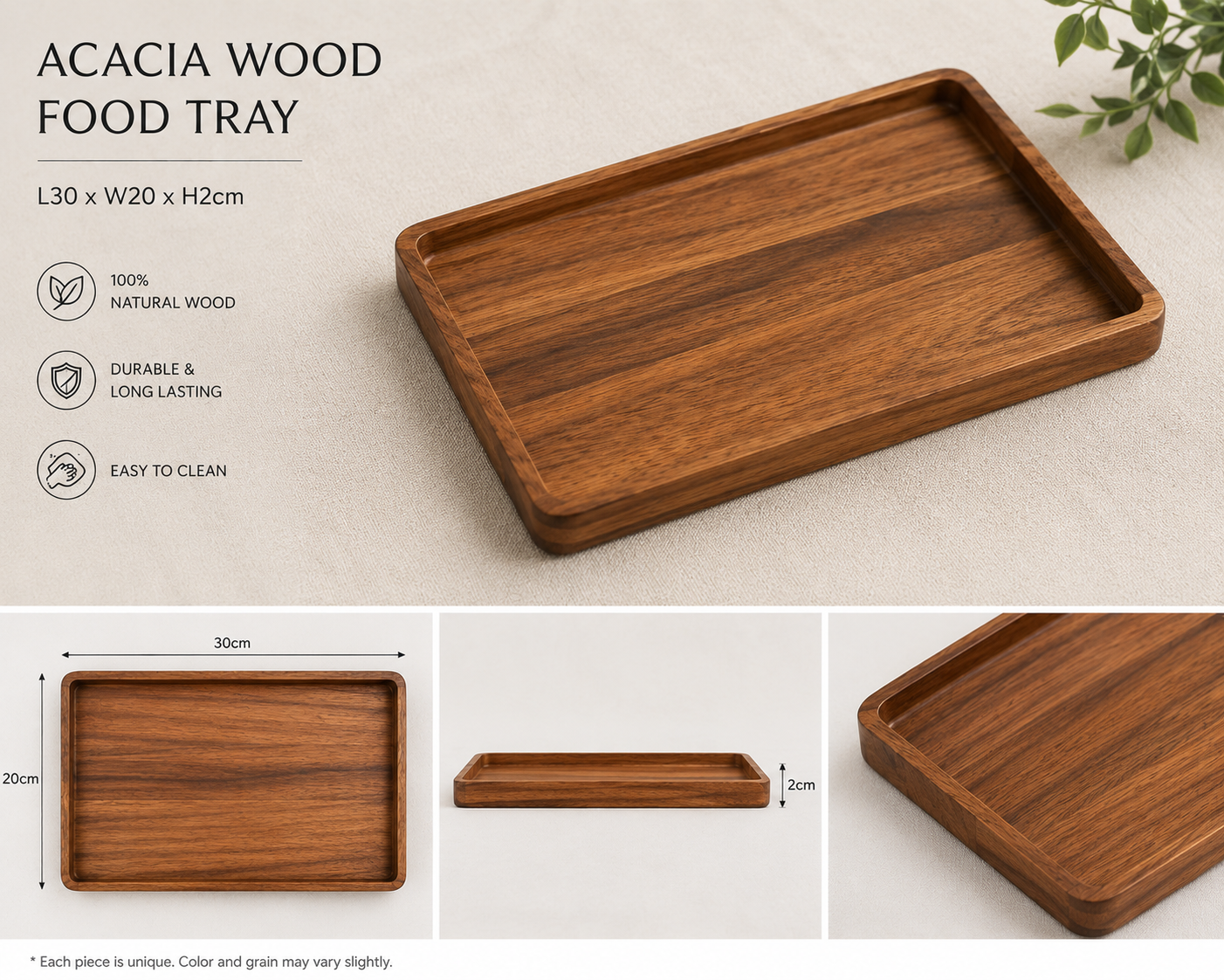 Acacia wooden Food tray
