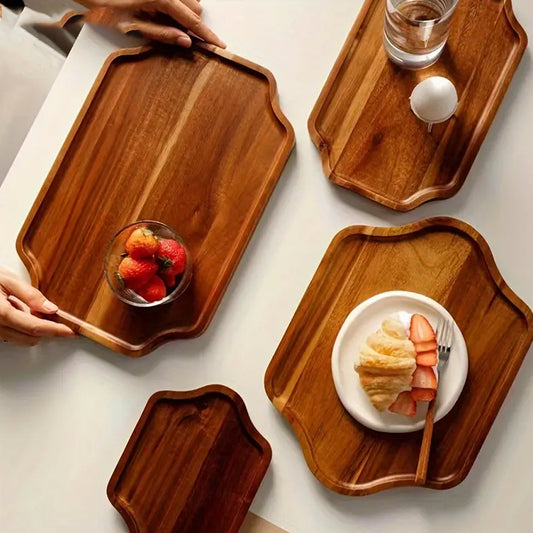 Handcrafted Solid Wood Tray: Perfect for Breakfast, Tea, Desserts, and More - Ideal for Home, Kitchen, Restaurant, or Hotel Use