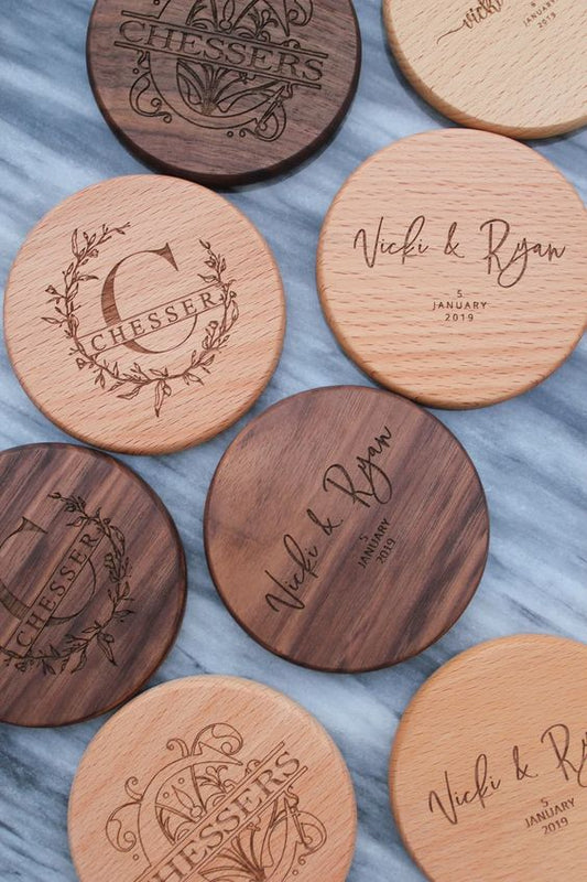 Custom made wooden coasters
